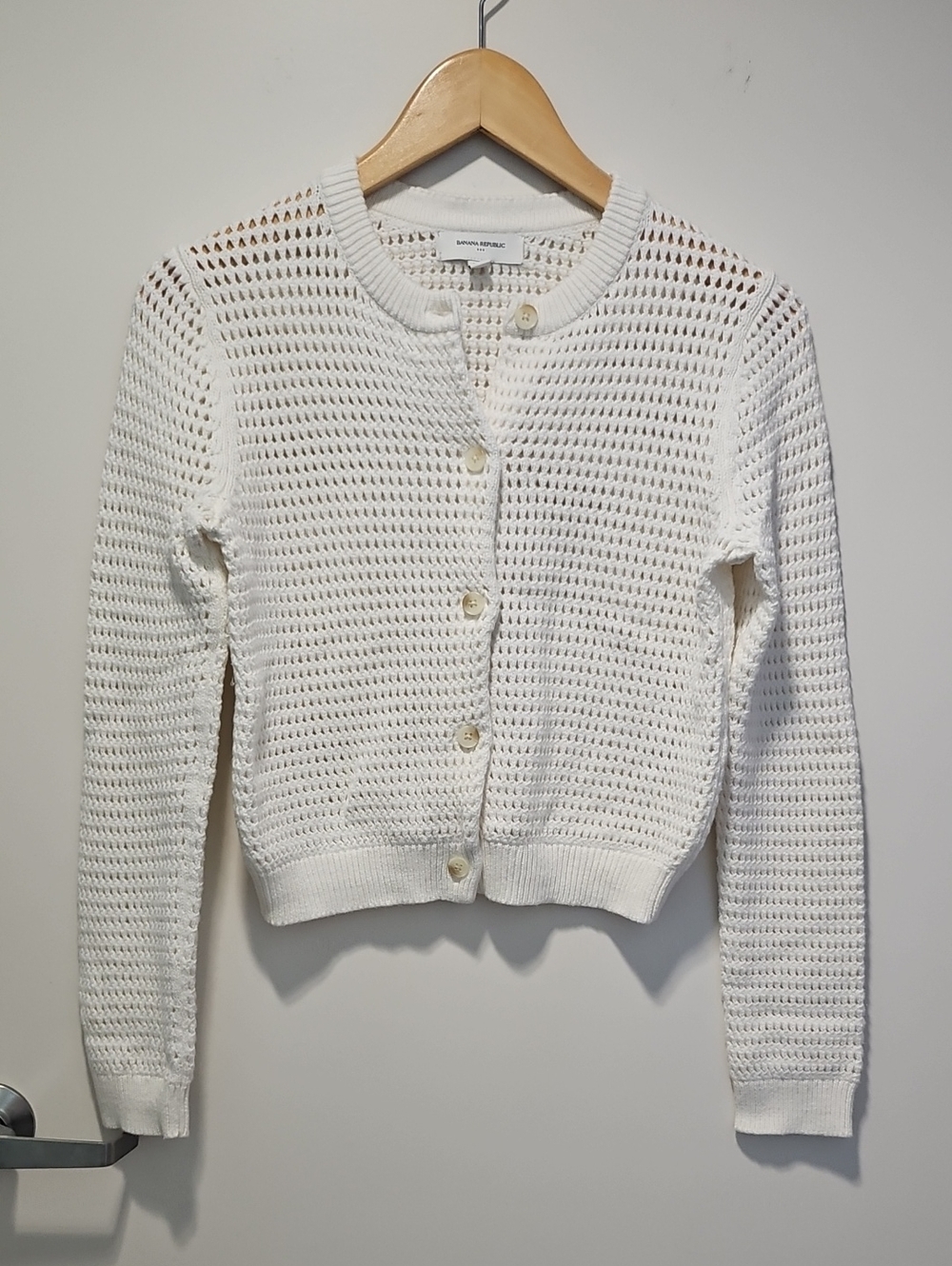 BR Factory Cream Cotton Crochet Cardigan
